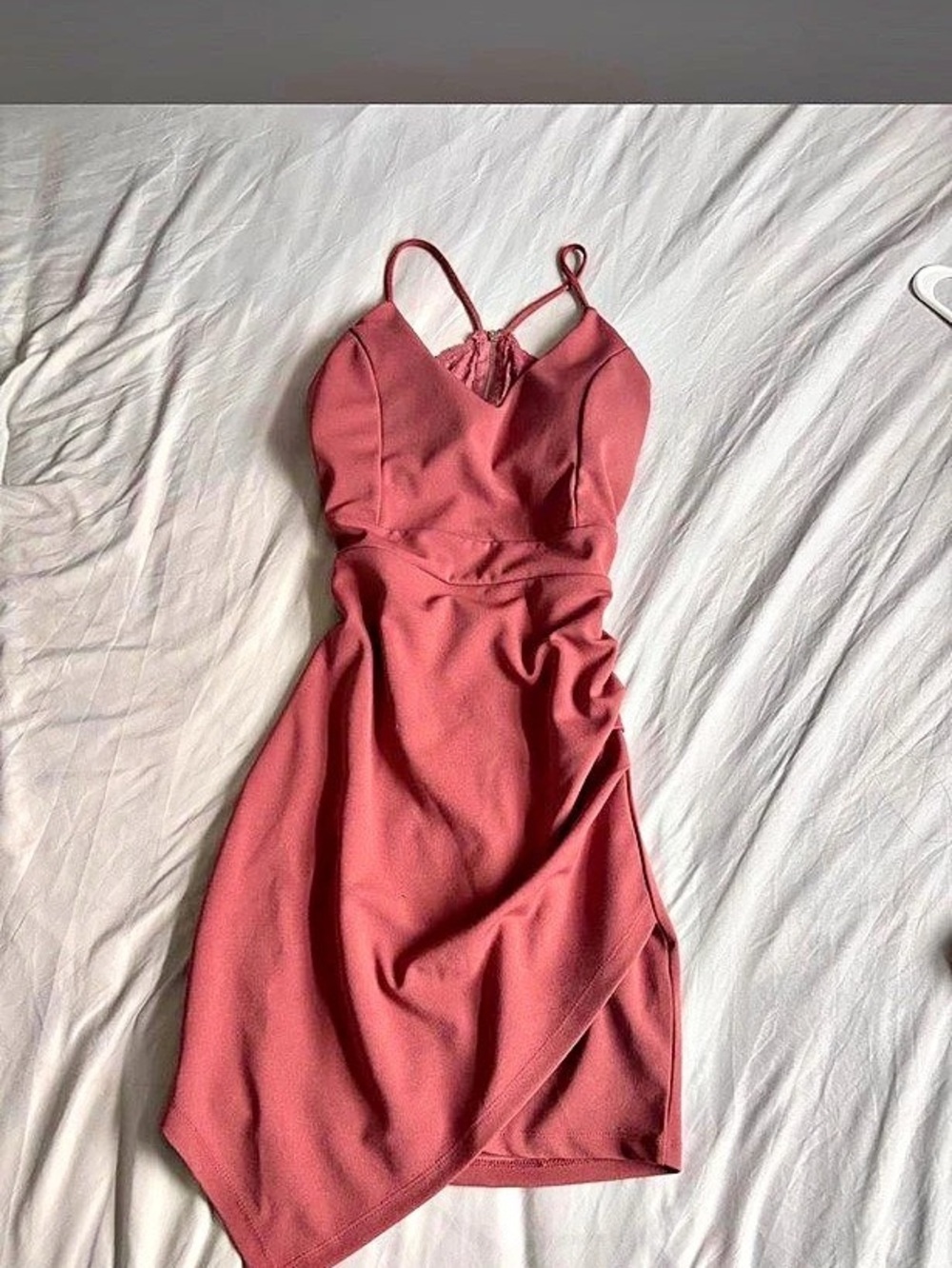 Revamped Asymmetrical Midi Dress in Pink Size Medium